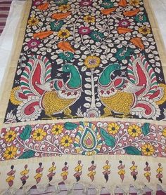 Kalamkari Drawing, Kalamkari Painting, Fabric Painting On Clothes, Indian Textiles, Indian Art Paintings, Painted Clothes, Fabric Painting, Indian Art, Wall Painting