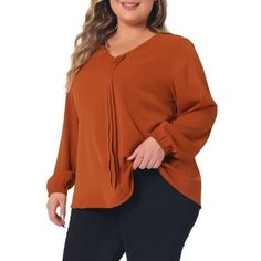 ABOUT US: A plus size brand inspired by customer needs. It can suit you on various occasions, and show your perfect curves through appropriate tailoring, and the comfortable fabric allows you to enjoy a pleasant experience. Made from 100% polyester, this flowy shirt offers a luxurious and comfortable feel. Whether you're attending a casual outing or a formal event, this versatile blouse is suitable for any occasion. Its trendy V-neck design adds a touch of elegance, perfect for both day and nigh Flowy Shirt, Perfect Curves, Plus Size Brands, Work Wear Women, A Plus, Night Looks, Lantern Sleeves, Neck Designs, Formal Event