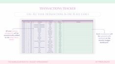 a table with instructions for how to use the transaction tracker