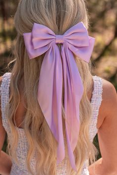 Color: Lilac Satin Material Bow Detail Barrette Clip 14" Length Launched: 4/3/24 Cute Bows For Hair, Hair Bows Aesthetic, Pinkish Purple Hair, Micro Pig, Purple Hair Bows, Preppy Hairstyles, Bow Light, Light Aesthetic, Eyeliner Styles