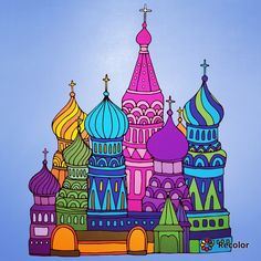 an image of a colorful church with many spires