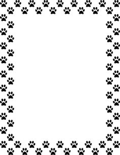 black and white dog paw prints in a square frame with space for text or image