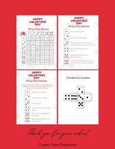 the printable valentine's day game is shown in three different colors and sizes