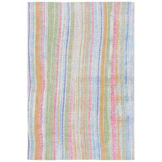 a rug with multicolored stripes on it