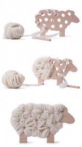 three different images of yarn being made into animals