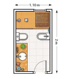 the floor plan for a small bathroom with an attached shower and toilet, along with a sink