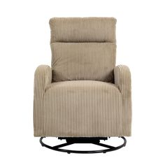 the reclining chair is upholstered and ready to be used in any room