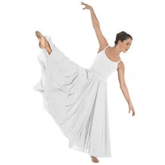 a woman in a white dress is doing a dance move with her legs spread out