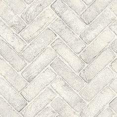 Canelle White Brick Herringbone Wallpaper Brick Herringbone, Strip Wallpaper, Stripped Wallpaper, Brick Laying, Herringbone Wallpaper, Modern Mural, A Street Prints, Rustic Backdrop, Grey Brick