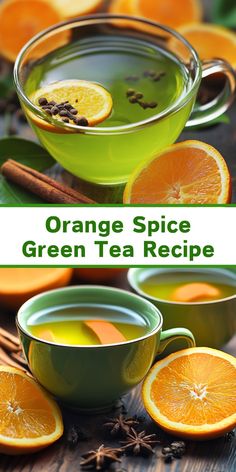 orange spice green tea recipe with cinnamon sticks