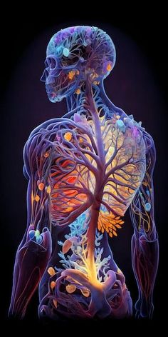 the human body is shown in this computer artwork image, it appears to be an organ system