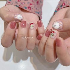 Nail Hồng Pastel, Animal Nail Art, Bunny Nails, Minimal Nails