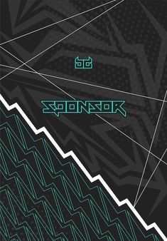 an abstract poster with the word soundbox on it's bottom half and green letters above