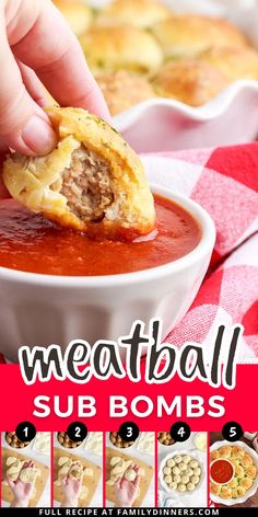 Meatballs, mozzarella, spices, refrigerator biscuits and you'll have deliciously cheesy pull-apart meatball bombs. These cheesy meatball stuffed biscuit bombs are great as an appetizer or a meal. Perfect for game day snacks, Super Bowl, parties or a quick weeknight meal. Serve with marinara sauce. Meatball Stuffed Bread, Grands Biscuit Appetizer Recipes, Premade Meatballs Recipe, Meatball Bombers Recipe, Meatball Party Appetizers, Mini Meatball Sandwiches, Cheese Bombshell, Meatball Charcuterie Board, Meatball Marinara Recipes