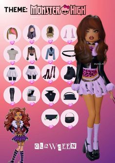 Favorite Show Dti Outfit Idea, Dti Outfits Ideas Theme Monster High, Claudine Wolf Dress To Impress, Dti Theme Clawdeen, Clawdeen Dti Outfit, Mister High Dress To Impress, Roblox Dress To Impress Outfits Monster High School, Monster Hight Outfits Dti, Moster High School Dti Outfit