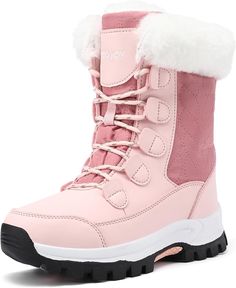 Amazon.com | COOJOY Womens Winter Snow Boots Waterproof Shoes Tennis Walking Comfortable Hiking Booties Furry Mid Calf Warm Lightweight Pink,US7 EU39 | Snow Boots Snow Boots Waterproof, Warm Winter Boots, Shoes Walking, Ski Outfit, Pink Boots, Boots Waterproof, Warm Shoes, Womens Winter, Waterproof Shoes