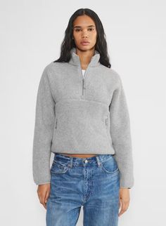 POLARTEC® THERMAL PRO® 1/2 ZIP SWEATER | Aritzia Women's Winter Clothing Styles, Aritzia Zip Up, Aritzia Quarter Zip, Snow Clothes Aesthetic, Functional Fleece Sweatshirt, Functional Half-zip Winter Sweatshirt, Winter Functional Half-zip Sweatshirt, Functional Fleece Half-zip Sweatshirt, Half-zip Fleece Sweatshirt