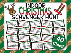 a christmas scavenger hunt with reindeers and stockings