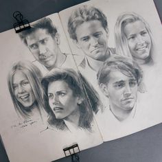 Celebrities Pencil Portrait Cast Of Friends, Friends Sketch, Pencil Portraits, Drawings Of Friends, Art Daily, Portrait Sketches, Pencil Portrait