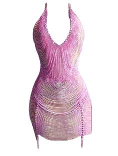 Pink rhinestone embellished dress with sheer front. Pink Dress Halloween Costume, Hock Dress, Modern Royalty Outfit Dress To Impress, Pink Rhinestone Dress, Mini Pink Dress, Egirl Clothing, Corset Top Dress, Strapless Ruffle Dress, Preformance Outfits