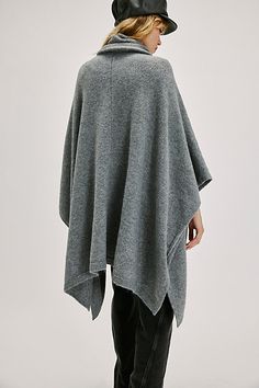 *The* loveliest layer to add to absolutely any look, this effortlessly essential kimono is featured in a slouchy, relaxed fit and soft knit fabrication with versatile, scarf-inspired detail at top for multiple ways to wear. | Ellie Scarf Wrap Kimono by Free People in Grey Oversized Cashmere Wraps For Winter, Oversized Solid Poncho For Layering, Chic Cashmere Poncho For Layering, Casual Cashmere Poncho For Fall, Oversized Cashmere Poncho, Versatile Winter Layering Wraps, Versatile Winter Wraps For Layering, One Size Cashmere Poncho For Layering, Oversized Poncho For Layering