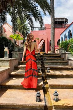 Red Boho Maxi Dress Red Tie Dye Maxi Dress Red Dress for - Etsy Dress For Vacation, Red Tie Dye, Maxi Dress Red, Long Kaftan, Flowy Design, Goddess Dress, Maxi Dress Long, Dress Open Back, Red Boho