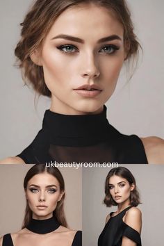 Black Dress Blue Eyes Makeup, Black Tie Makeup Looks Blue Eyes, Black Tie Makeup Looks, Prom Makeup Blue Eyes, Black Tie Makeup, Dark Lipstick Shades, Green Dress Makeup, Turquoise Eyeshadow, Peachy Eyeshadow