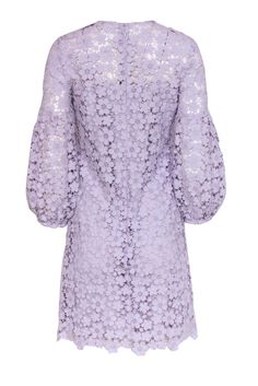 Go precious in purple with this adorable frock from Shoshanna! Made with a floral lace design in a lovely lilac hue, this puff sleeve beauty is perfect for your next swanky springtime soiree. You’ll be looking garden party glam when you pair this with wedges and a colorful clutch, enjoying mimosas on the patio in no time! Size 2 Shell: 100% Cotton Lining: 100% Polyester Concealed back zipper Lined Shift silhouette Illusion neckline Long, sheer puff sleeves All-over floral lace design Bust 33" Wa Spring Puff Sleeve Lace Dress With Lace Trim, Elegant Lavender Lace Dress, Garden Party Dress With Puff Lace Sleeves, Chic Lace Puff Sleeve Dress For Spring, Spring Lace Puff Sleeve Mini Dress, Elegant Puff Sleeve Dress With Lace Trim For Spring, Puff Sleeve Dress With Lace Sleeves For Garden Party, Garden Party Puff Sleeve Dress With Lace Sleeves, Elegant Lace Puff Sleeve Dress For Spring