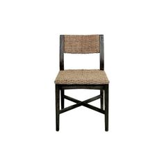 a wooden chair with woven seat and back