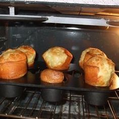 baked goods are being cooked in an oven