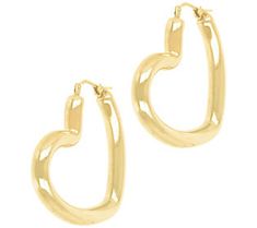 Put a little love in your look with the gleaming beauty of these polished heart hoop earrings. From BellaOro. Yellow Gold Open Heart Huggie Earrings, Yellow Gold Hoop Earrings For Valentine's Day, Small Hoop Yellow Gold Earrings For Valentine's Day, Valentine's Day Tarnish-resistant Yellow Gold Hoop Earrings, Valentine's Day Tarnish Resistant Hoop Earrings, Valentine's Day Yellow Gold Hoop Earrings, Heart Hoop Earrings, Italian Jewelry, Ear Jewelry