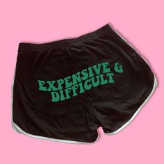 Expensive and Difficult Shorts | Cute Dolphin Shorts | Y2K Shorts | Cute Shorts | Funny Shorts | Y2K Shorts | Lounge Shorts | Gift for GF Comfy Shorts to Lounge in! Actual item may be lighter/darker than pictured. M A T E R I A L S - 95% Cotton / 5% Spandex - Available In Sizes S-L S I Z I N G - Size chart is available on our listing photos. S H I P P I N G  &  P R O D U C T I O N  T I M E - Production Time is 5 Business Days. (May be delayed during the Holiday Season) - Shipping Time is 2-6 Bus Shorts With Writing On The Back, Gift For Gf, Expensive And Difficult, Shorts Y2k, Cute Dolphin, Silly Shirt, Funny Shorts, Y2k Shorts, Dolphin Shorts