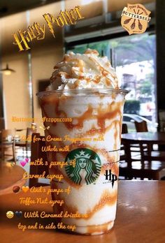 a starbucks drink with whipped cream and caramel on top