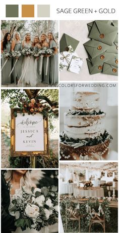 a collage of different wedding colors and details