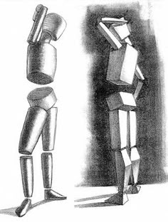 two figures are standing next to each other, one is holding something in his hand