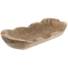 a wooden bowl that is shaped like a wave