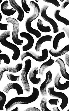 an abstract black and white painting with wavy lines