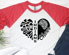 a red and white shirt with the words indians on it