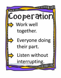 a sign with arrows pointing to the words'co - operation'and'work well together '