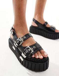 Shoes by Lamoda Step into summer Slingback strap Pin-buckle fastening Open toe Flatform sole Baskets Adidas, Shorts Co Ord, Buckle Sandals, Black Platform, White Trainers, Curves Workout, Maxi Dress Trend, Adidas Gazelle, Vans Old Skool