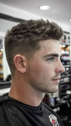 11 Short Fade Haircuts For Men To Try in 2025 - LIFESTYLE BY PS Men Haircut Trendy Best Style, Short Hair Men Style Haircuts, Subtle Fade Haircut Men, Mens Haircut No Fade, Clean Cut Haircut For Men, Mens Hair Fade Long On Top, Short Hairstyles Men Fade Haircut Styles, Mens Sideburn Styles, Trendy Men’s Haircut Short