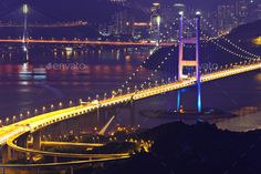 an aerial view of the bay bridge at night - stock photo - images