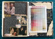 an open book with pictures and text on the pages, including images from harry potter