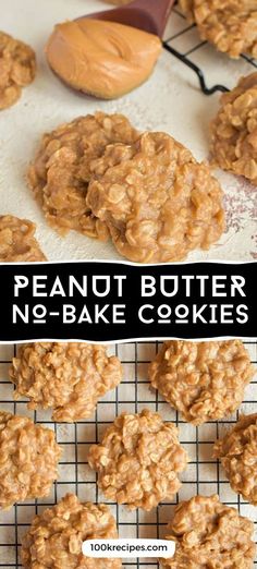 peanut butter no - bake cookies on a cooling rack