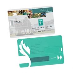 a green business card with an e on the front and back side, along with a white background