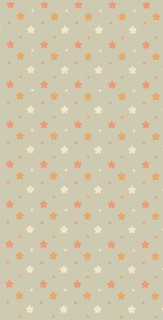 an orange and white flower pattern on a light green background