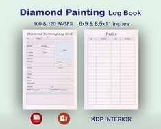 the diamond painting log book is shown