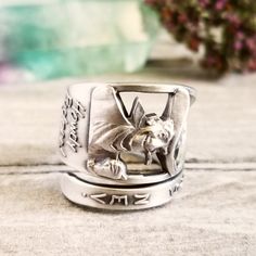 To see this design in other sizes, please use the link below: https://www.etsy.com/listing/1747370813 A lovely sterling spoon ring depicting a cowboy. The Nevada cowboy, an enduring symbol of the rugged American West, embodies the spirit of independence, resilience, and the untamed wilderness that defines the Silver State's vast landscapes. Celebrated for their hardworking nature and strong connection to the land, Nevada cowboys represent a cultural heritage steeped in the traditions of cattle ranching and horseback riding across the open ranges. A fantastic gift for the cowboy or Nevada lover in your life! This ring is made from a vintage sterling silver spoon, 925, nickel-free. This ring will be adjusted to the size you request but it can easily be tightened or loosened at home should yo Cowboy Ring, Western Ring, Western Rings, Sterling Silver Spoons, Spoon Ring, Spoon Rings, Vintage Souvenir, The Untamed, Silver Spoons