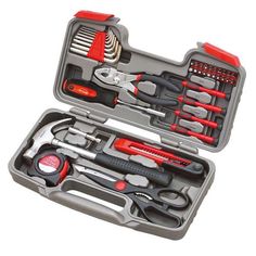 an open tool box with tools in it