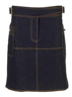 Dark blue denim mini skirt from Etro, with tobacco stitching, high waist with adjustable sash belt on the sides, side slits. Stretch Denim Skirt, Versace Designer, Versace Belt, Denim Skirt Women, Christening Gowns, Denim Mini Skirt, Shirt Skirt, Black Knit, Luxury Fabrics